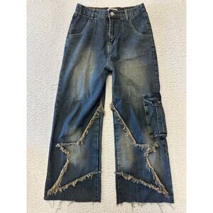 Aelfric Eden Star Patchwork Distressed Baggy Cargo Jeans Size XS